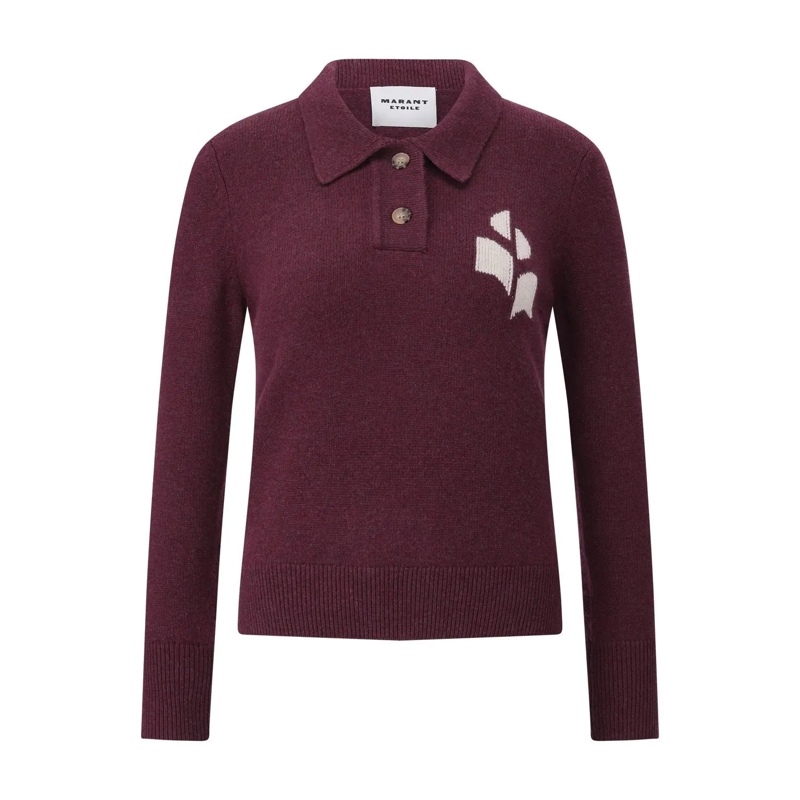Isabel Marant Polo Pullover Nola mit Kragen Dunkelrot