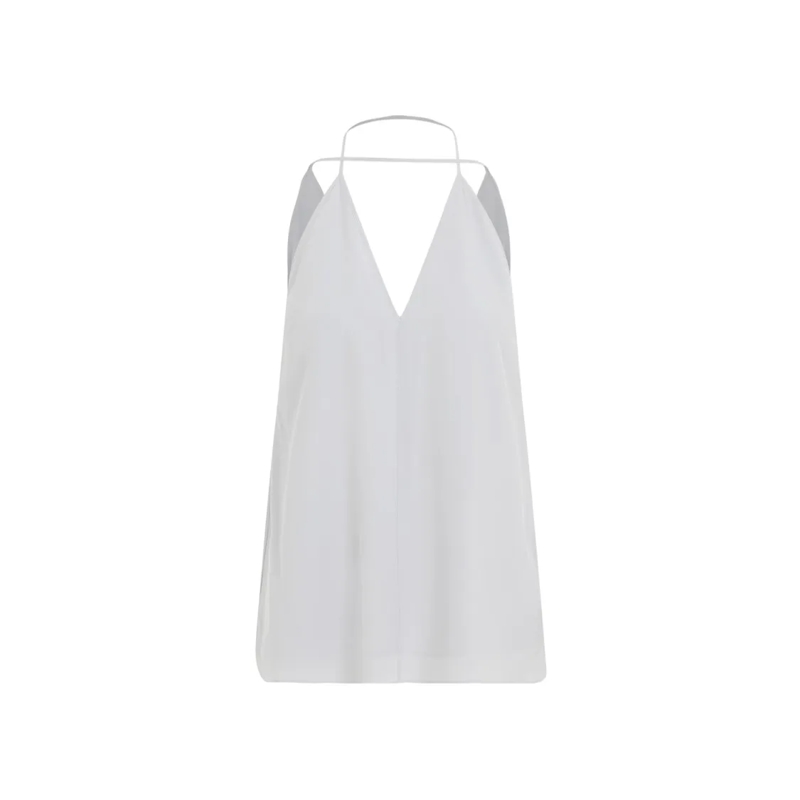 TOTEME Blouse Double-Halter White Silk Top White