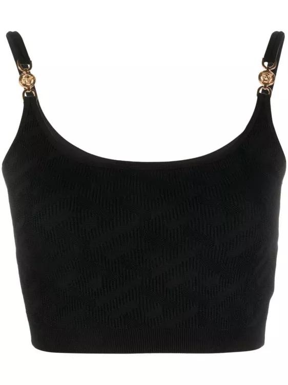 Thumbnail - Versace - Medusa Motif Knitted Top - Größe 44 - schwarz
