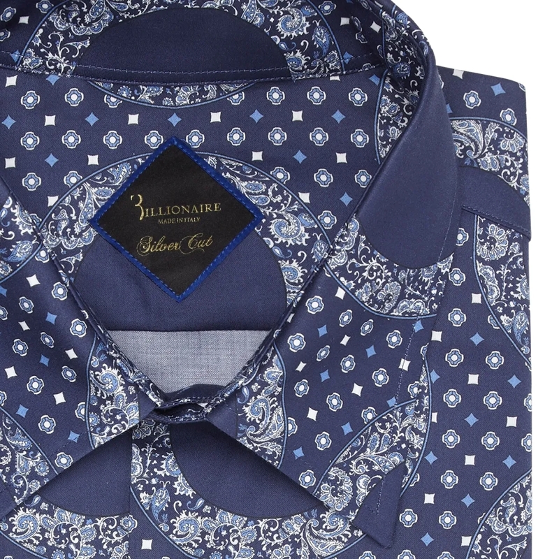 BILLIONAIRE Hemd Hemd Slim Fit Paisley dunkel-blau(Image 5)