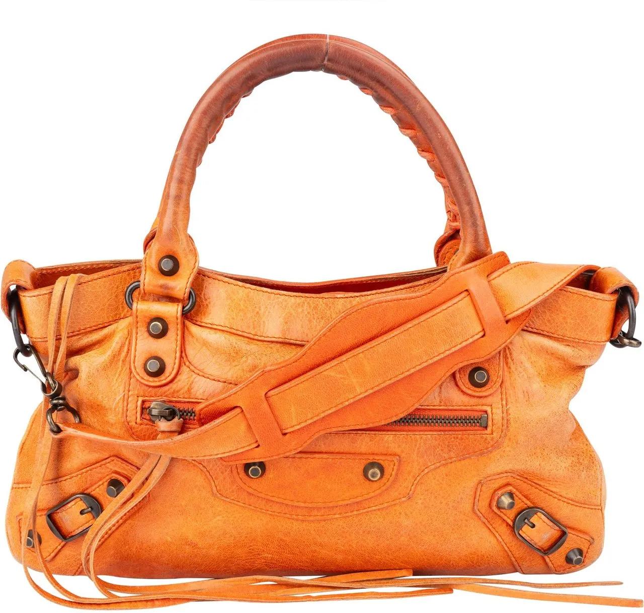 Balenciaga Crossbody Bags - Balenciaga Orange Leather First City Handbag - Gr. unisize - in Orange - für Damen