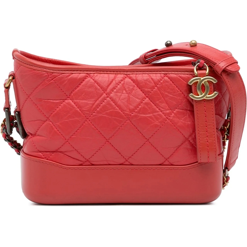 Chanel Schultertasche Small Chevron Lambskin Gabrielle Crossbody rot