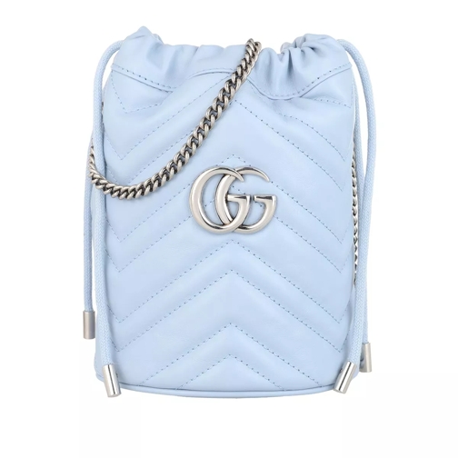 Gucci GG Marmont Mini Bucket Bag Leather Light Blue Bucket Bag