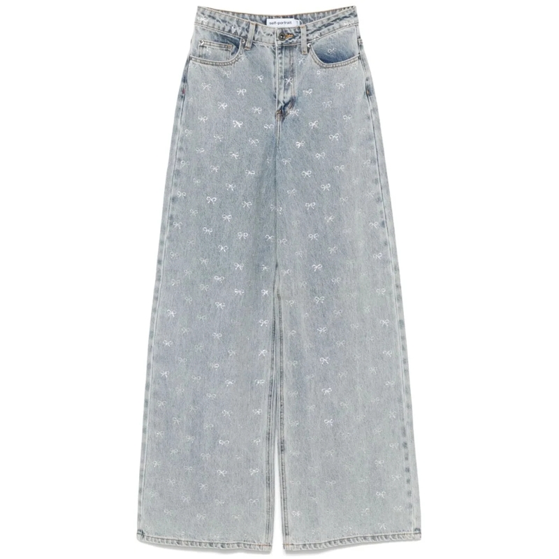 Self Portrait Jeans mit geradem Bein Jeans Clear Blue blau