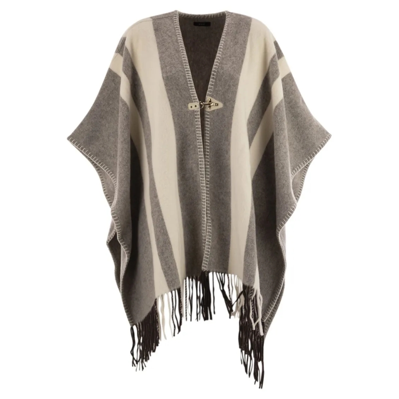 Fay Cape Wool Poncho With Hook Grey
