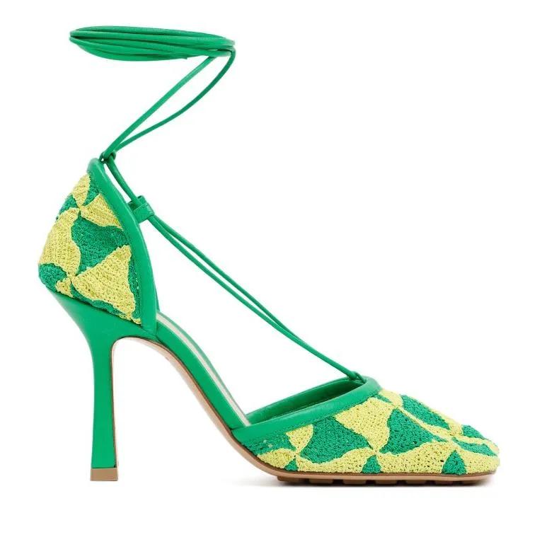 Bottega Veneta Sandalen & Sandaletten - Green Ad Yellow Stretch Sandals - Gr. 38,5 (EU) - in Bunt - für Damen