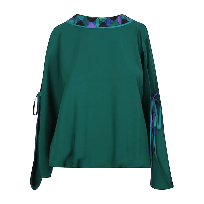 Emilio Pucci Chemise Green Viscose And Silk Emilio Pucci Shirt Green
