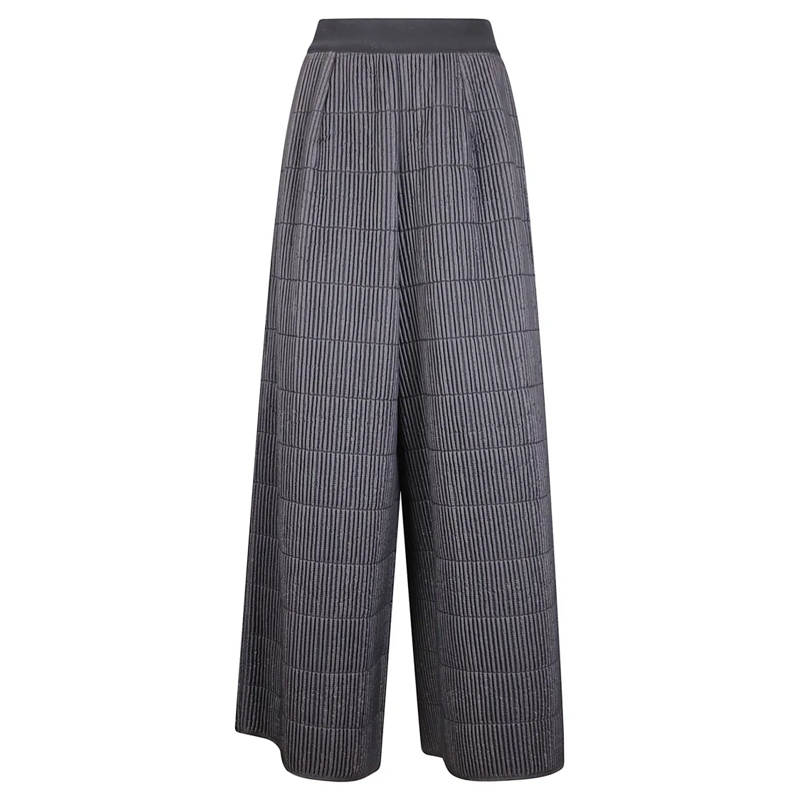 Maria Calderara  Wide-Leg Trousers With Textured Grid Pattern Black