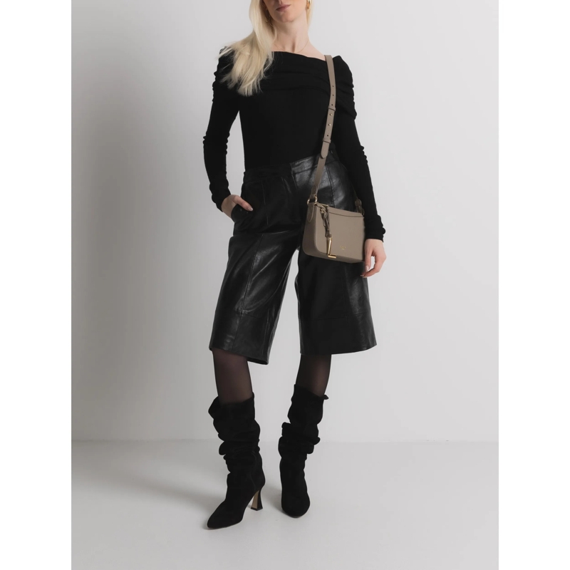 Lancel Crossbody Bag Faubourg Grained Cowhide Leather - Mini Top Zip Ba Greige(Image 2)