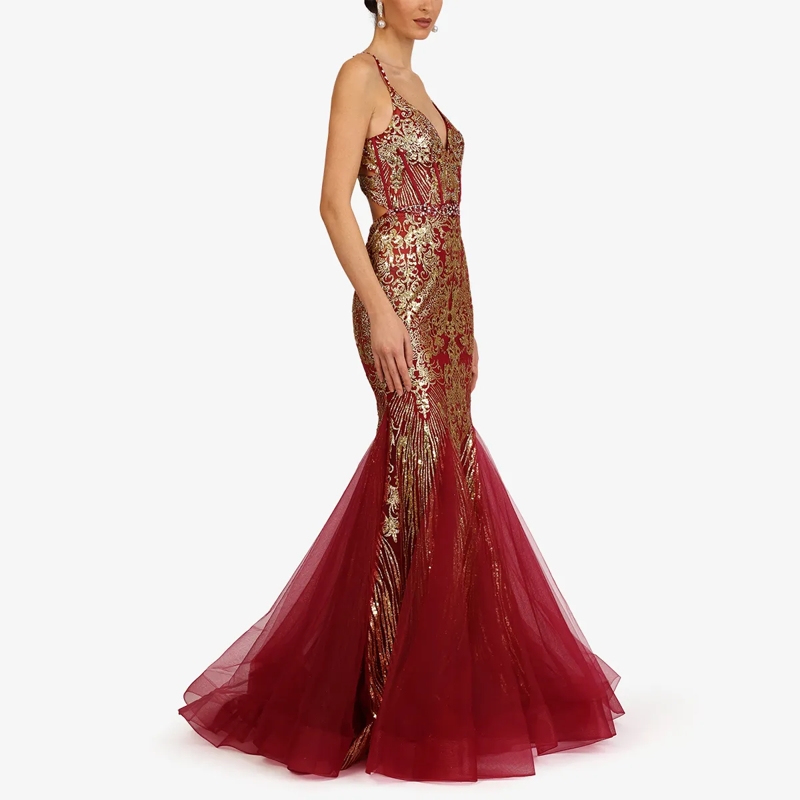 Kraimod Abendkleid Elegantes Abendkleid mit tiefem V-Ausschnitt und s bordeaux(Image 3)