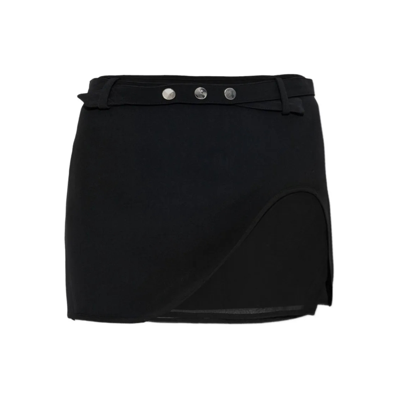 The Attico Minijupe Wrap-Style Mini Skirt With Sheer Mesh Detailing Black