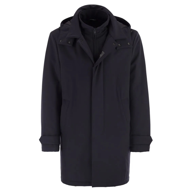 Fay Parka Morning Coat Travel In Jersey Stretch Blue