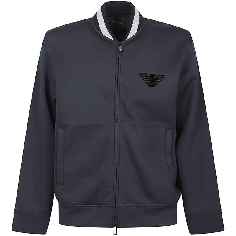 Emporio Armani  Eagle Patch Full Zip Sweatshirt Blue blau