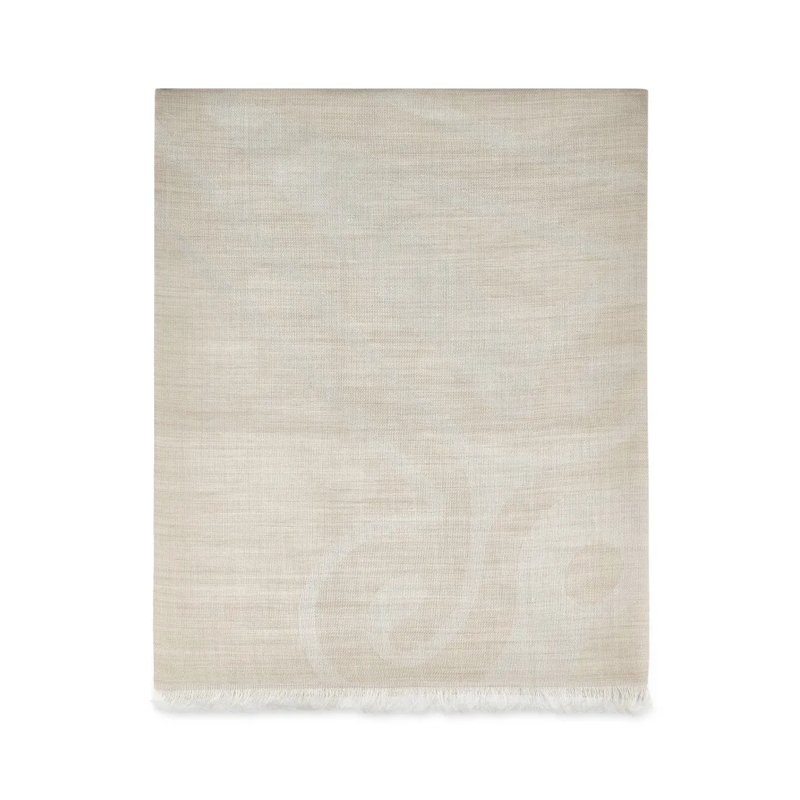 Max Mara Écharpe légère Soft Fringe Scarf With Delicate Pattern Neutrals