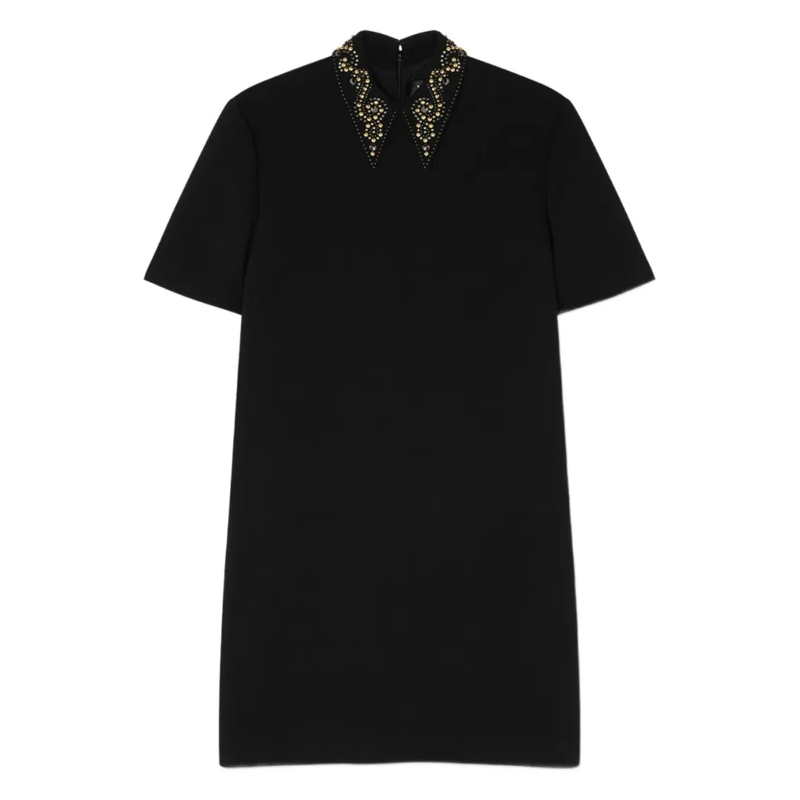 Versace Minikleid Flared Mini Dress With Stud Embellished Collar Black