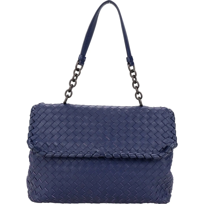 Bottega Veneta Schultertasche Bottega Veneta Blue Purple Intrecciato Leather Sho blau