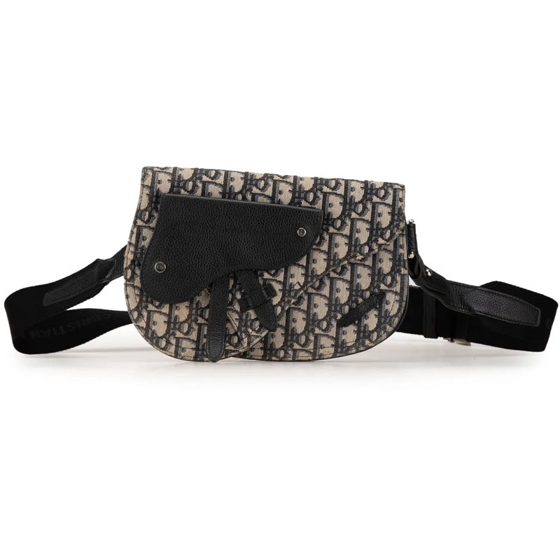 Christian Dior Schultertasche Oblique Canvas Saddle Messenger Bag blau