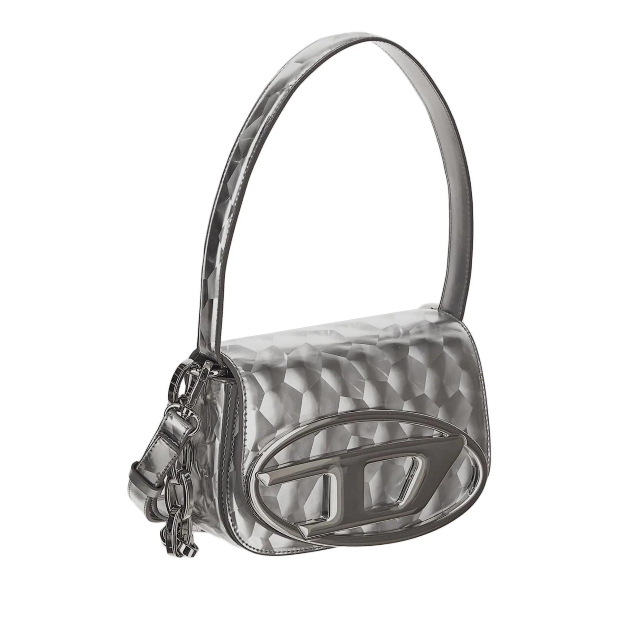 Diesel 1DR Iconic shoulder bag with mirror effect Gray Dames