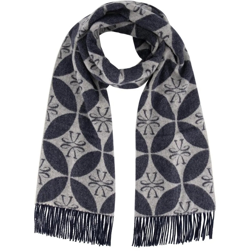 Jacob Cohen Wollschal Sciarpa Jacquard C/frange blau