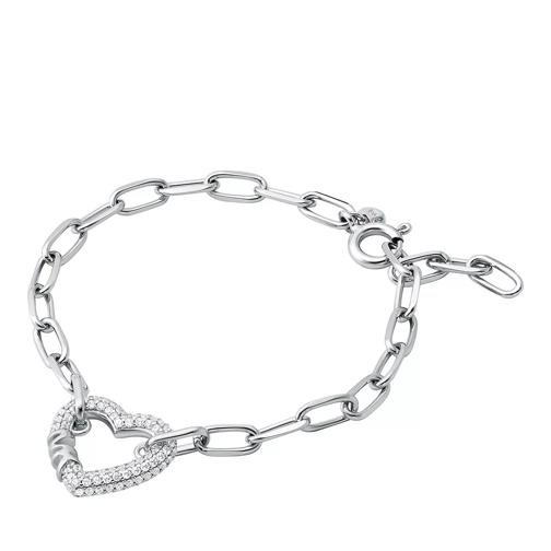 Michael Kors Michael Kors Sterling Silver Pavé Heart Chain Brac Silver Armband