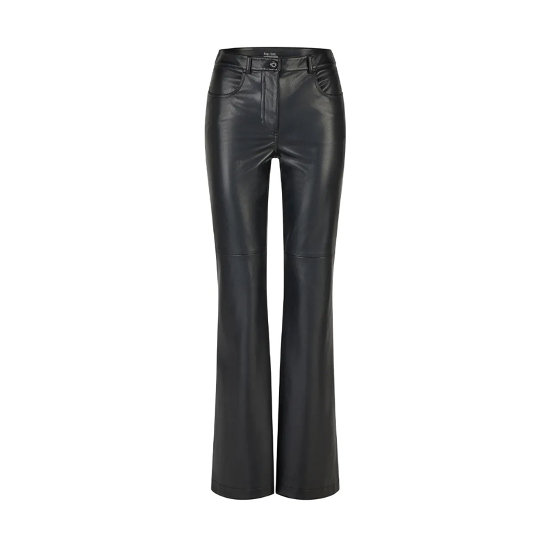 Marc Aurel Lederhose Hose- angesetzter Bund- Eingrifftaschen- ausge schwarz