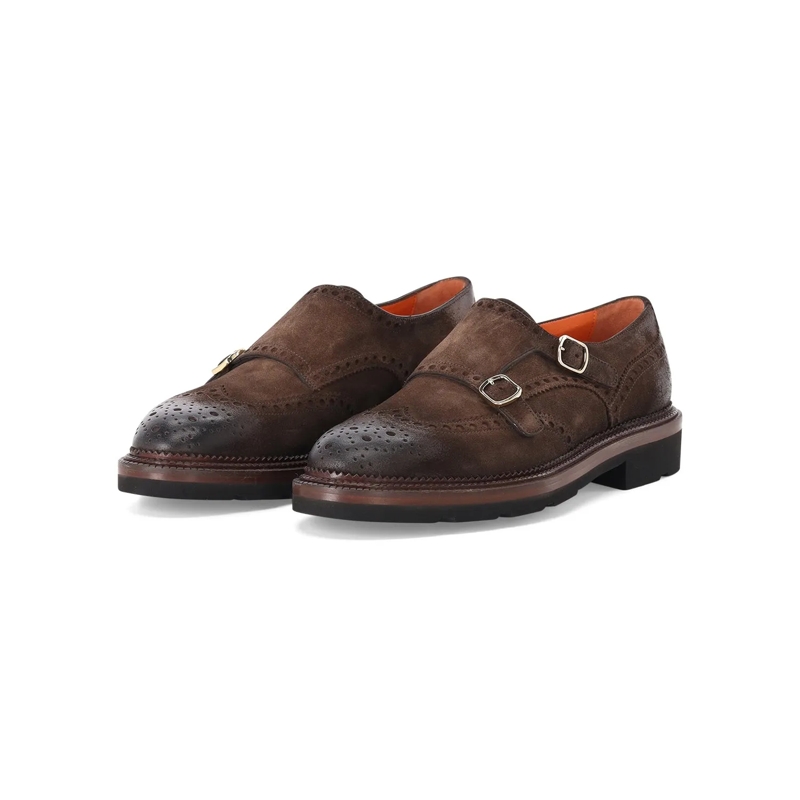 Santoni Schnürschuhe Doppel-Monkstraps aus Leder braun
