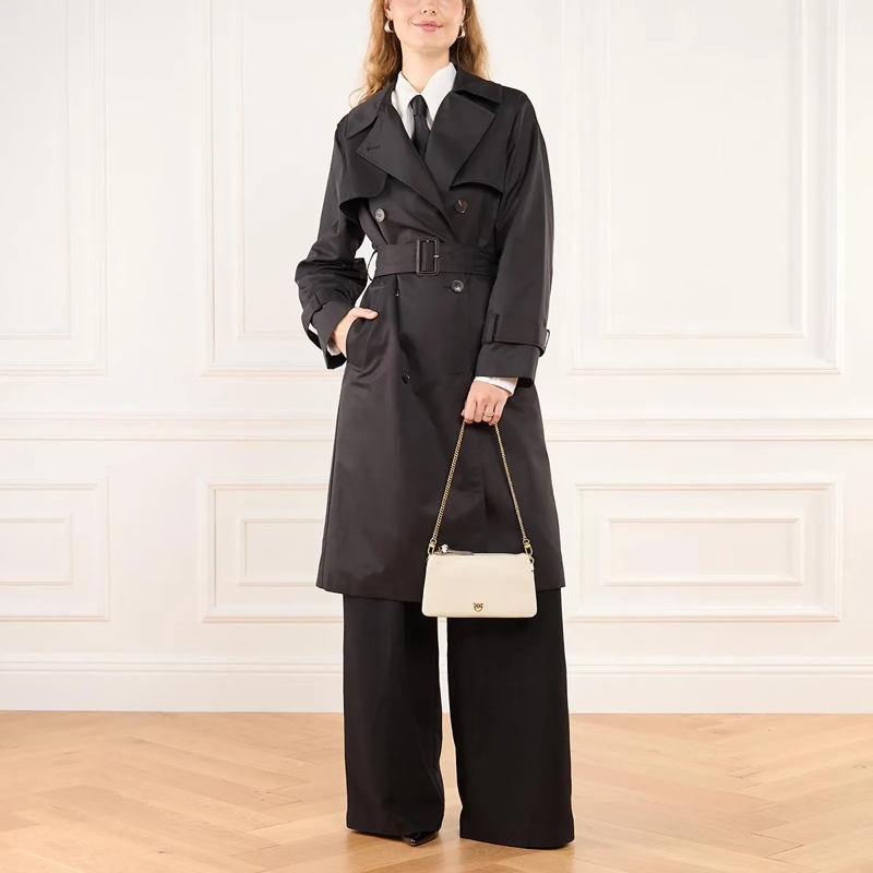 Pinko Crossbody Bag Double Mini Bianco Seta-Antique Gold(Image 3)