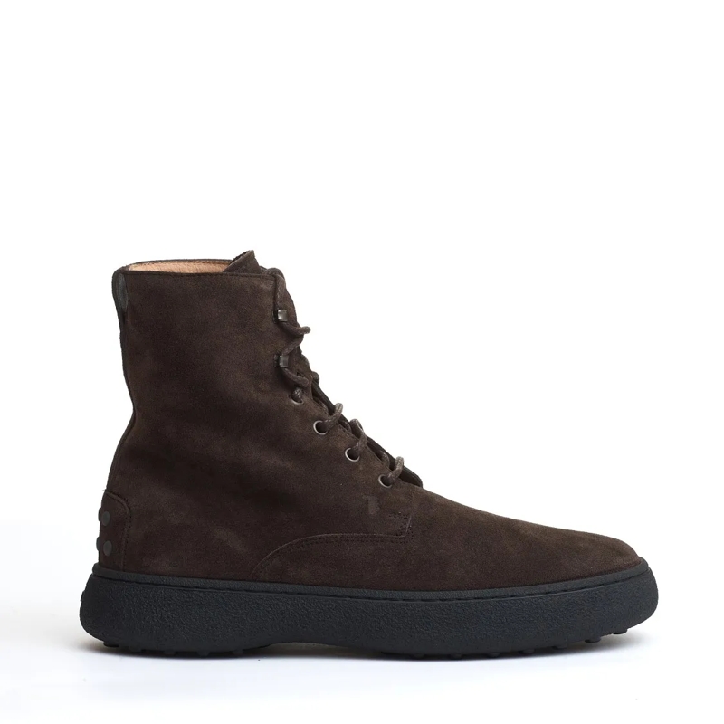 Tod's Bottes Polish Winter Gommino Suede Dark Brown Brown