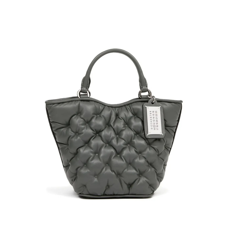 Maison Margiela Fourre-tout Mini Quilted Tote Bag With Trapezoidal Shape Grey