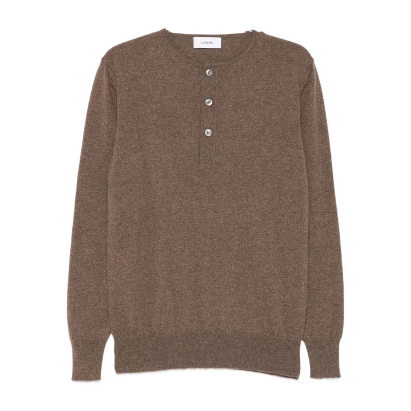 Lardini Pullover Classic Knit Sweater With Ribbed Cuffs And Hem Brown