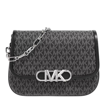 Michael Kors Parker Medium Saddle Messenger Black Optic White