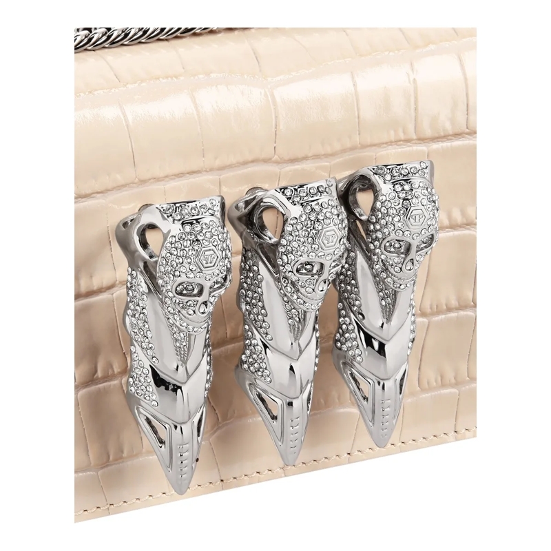 Philipp Plein Schultertasche Umhängetasche Eagle Crocco Geprägt beige(Image 5)