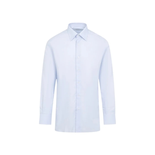 Brioni Light Blue Cotton Shirt Blue Skjortor