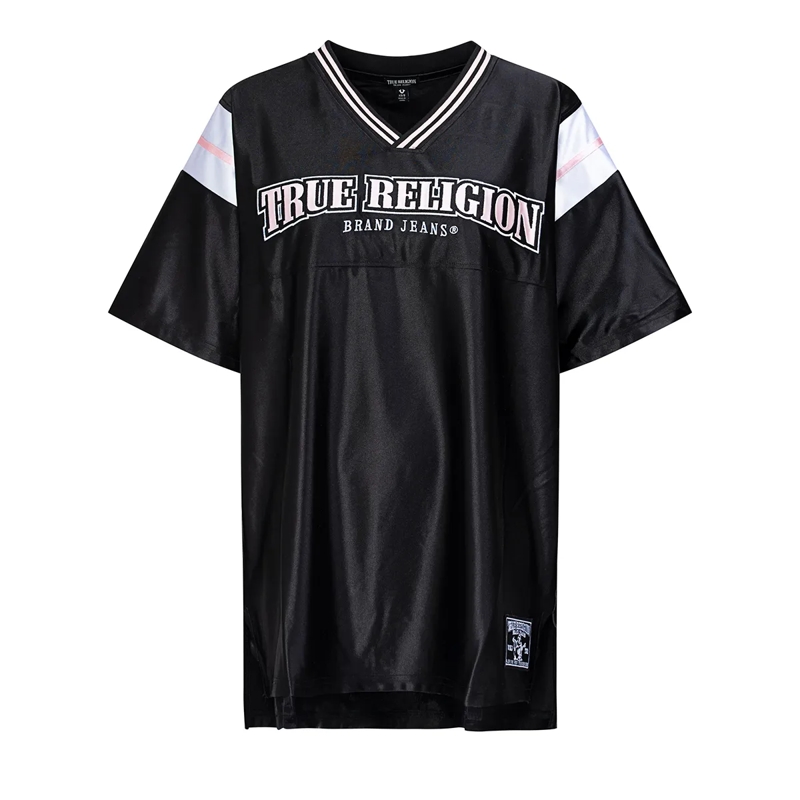 True Religion Maxikleid - Besticktes Longshirt- Wird als Kleid getragen- schwarz