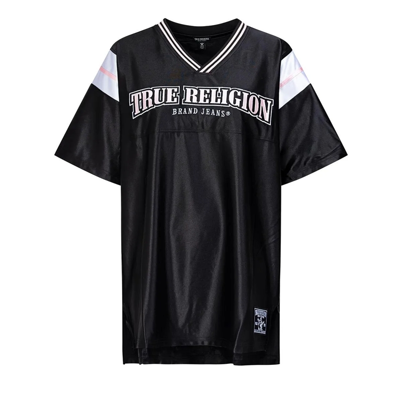 True Religion Maxikleid - Besticktes Longshirt- Wird als Kleid getragen- schwarz