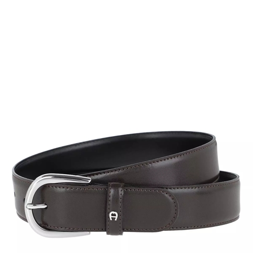 AIGNER Logo Belt Ebony Leather Belt