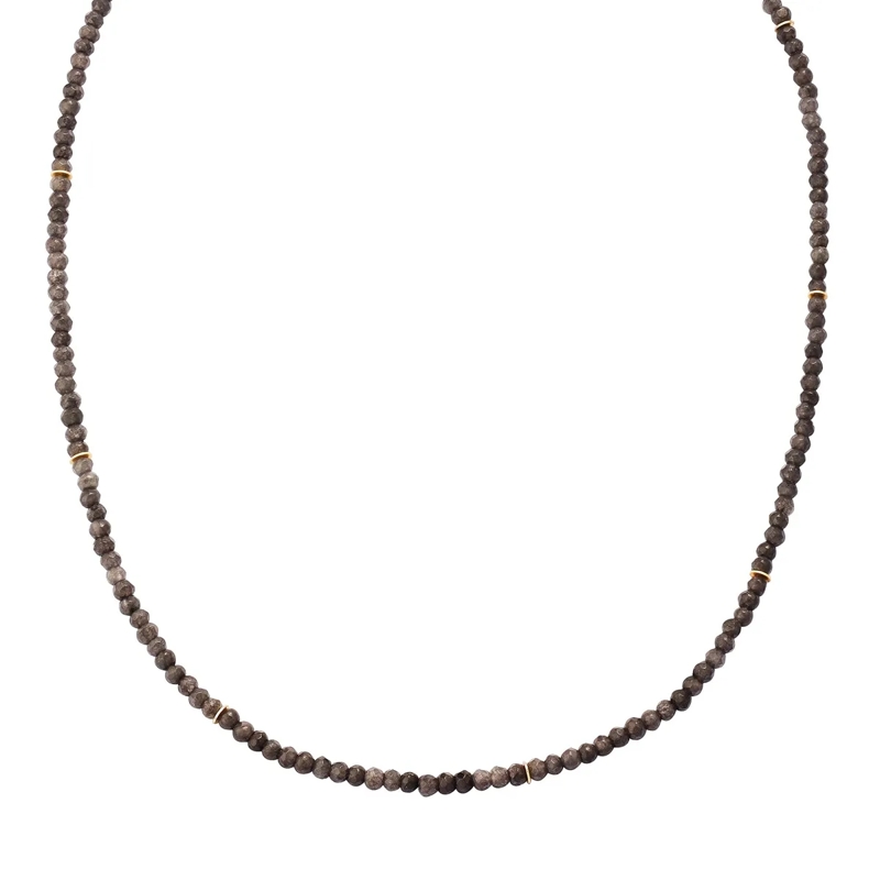 Glanzstücke München Mittellange Halskette Sterling Silber Halskette Chalcedon grau