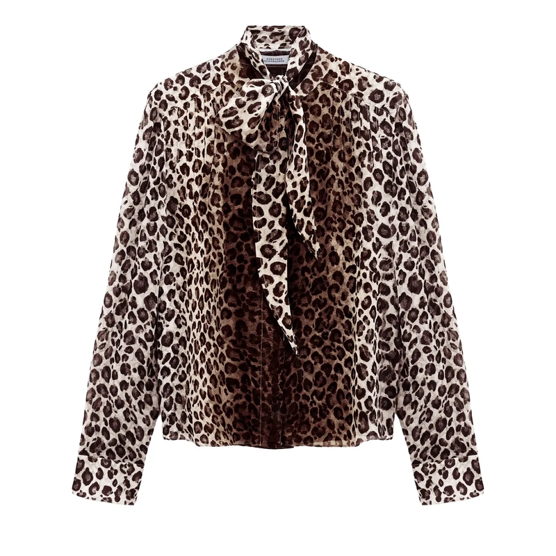 Dorothee Schumacher Schluppenbluse WILD AT HEART blouse Leo Placed light brown