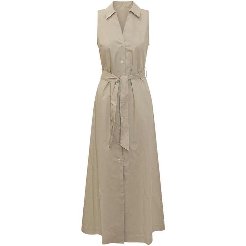 Woolrich Maxikleid Abito Chemisier Lungo in Cotone beige