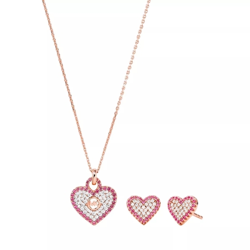 Michael Kors 14k Sterling Silver Pavé Heart Necklace Rose Gold Kort halsband
