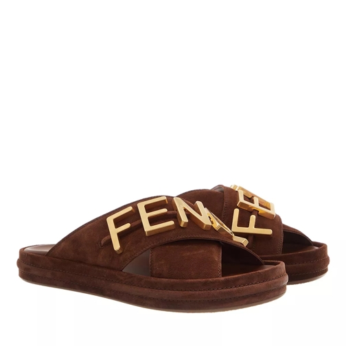Fendi Logo Slides Marrone Slipper