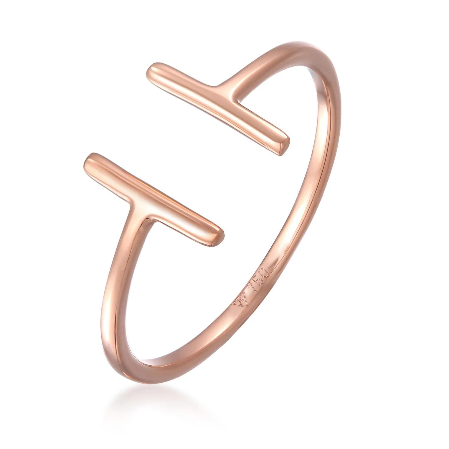 Elli Ringe - Ring Geo Statement Basic Minimal 750 Roségold - Gr. 52 MM - in Gold - für Damen