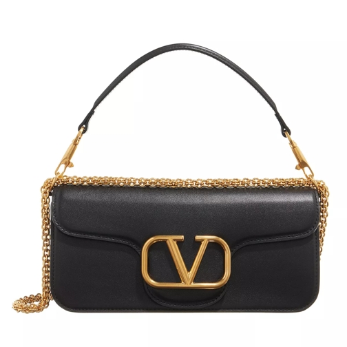 Valentino Garavani V-Logo Foldover Shoulder Bag Nero Satchel