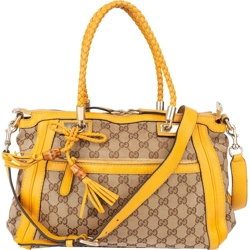 Gucci Schultertasche Gucci GG Monogram Bamboo Handbag braun