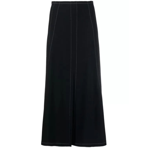 Stella McCartney Black Front Slit Midi Skirt Black 