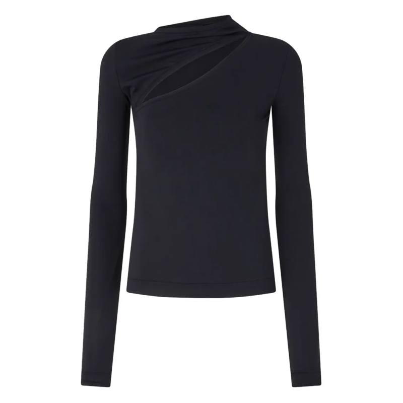 Pinko Pull à col roulé Long-Sleeved Asymmetrical Neckline Sweater Black