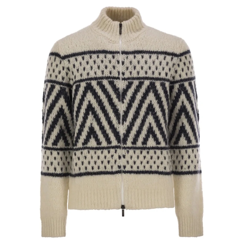 Peserico Trui Alpaca And Cotton Yarn Jersey Neutrals