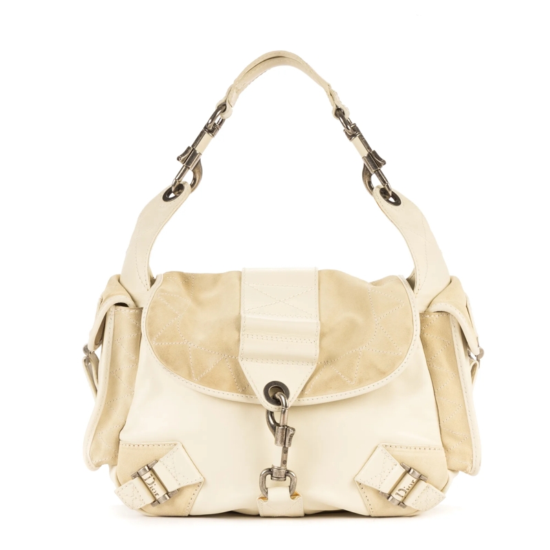 Christian Dior Crossbody Bag Rebelle Top Handle offwhite