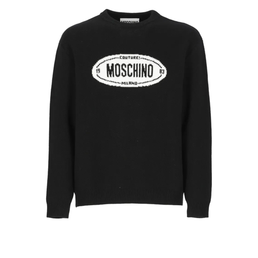 Moschino Pullover Black Logoed Sweater Black