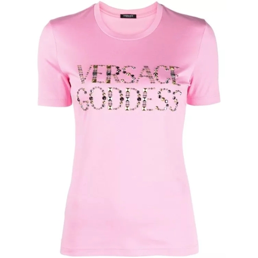 Versace Pink Goddess Studded T-Shirt Pink 